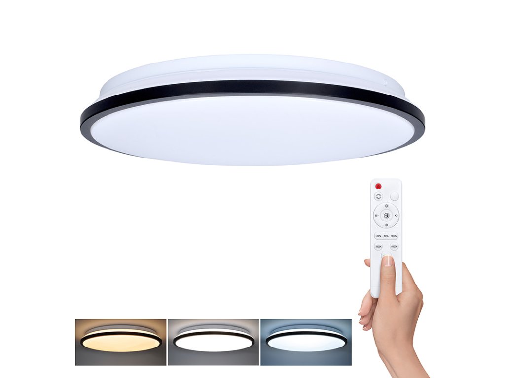 Solight LED osvětlení s dálkový ovladačem Jamil, 48W, 3360lm, 40cm, změna chromatičnosti, stmívatelné