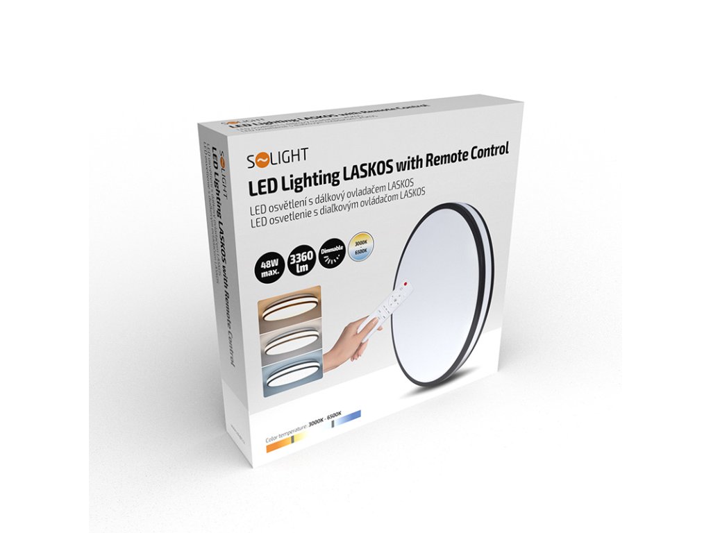 Solight LED osvětlení s dálkový ovladačem Laskos, 48W, 3360lm, 39cm, změna chromatičnosti, stmívatelné