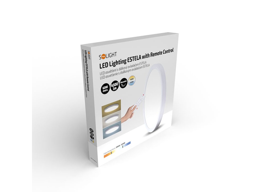 Solight LED osvětlení s dálkovým ovladačem Estela White, 60W, 4500lm, 50cm, změna chromatičnosti, stmívatelné