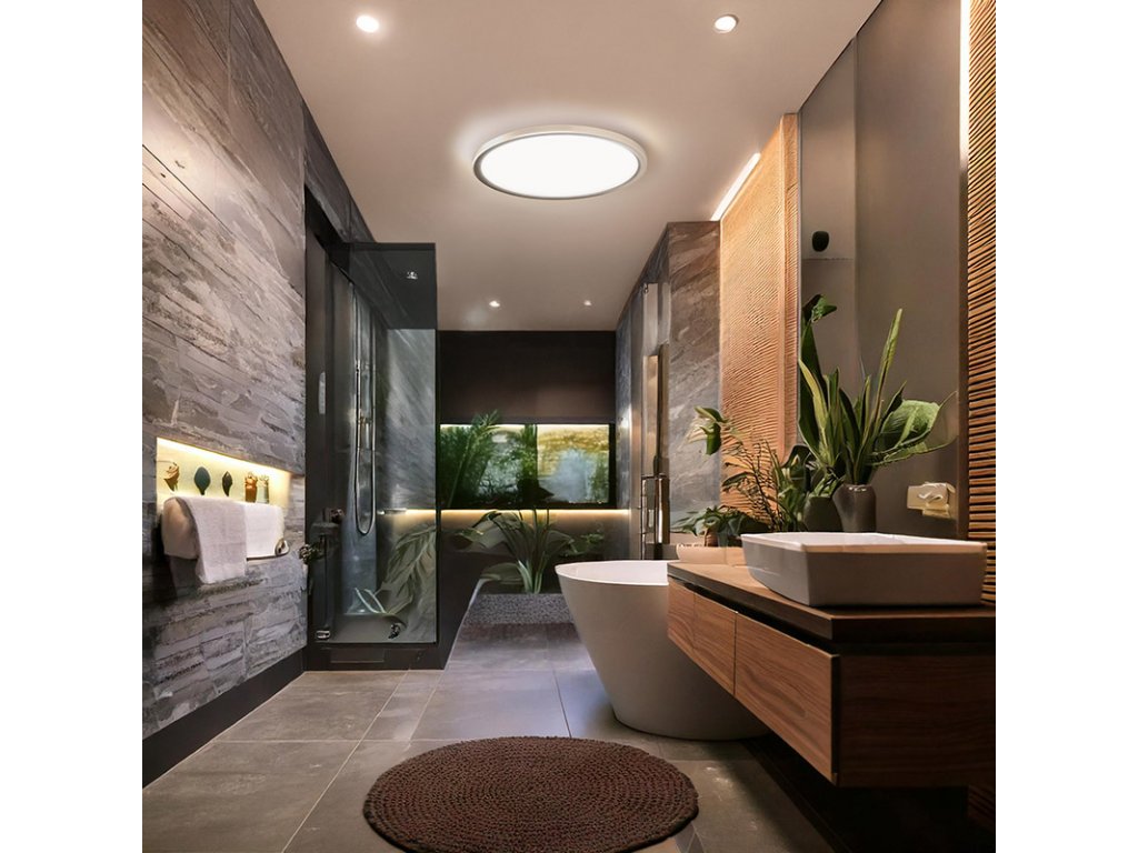 Solight LED osvetlenie Acate s ochranou proti vlhkosti, IP54, 18W, 1620lm, 3CCT, 22cm, strieborná