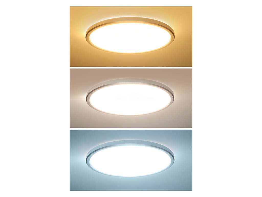 Solight LED osvetlenie Acate s ochranou proti vlhkosti, IP54, 18W, 1620lm, 3CCT, 22cm, strieborná