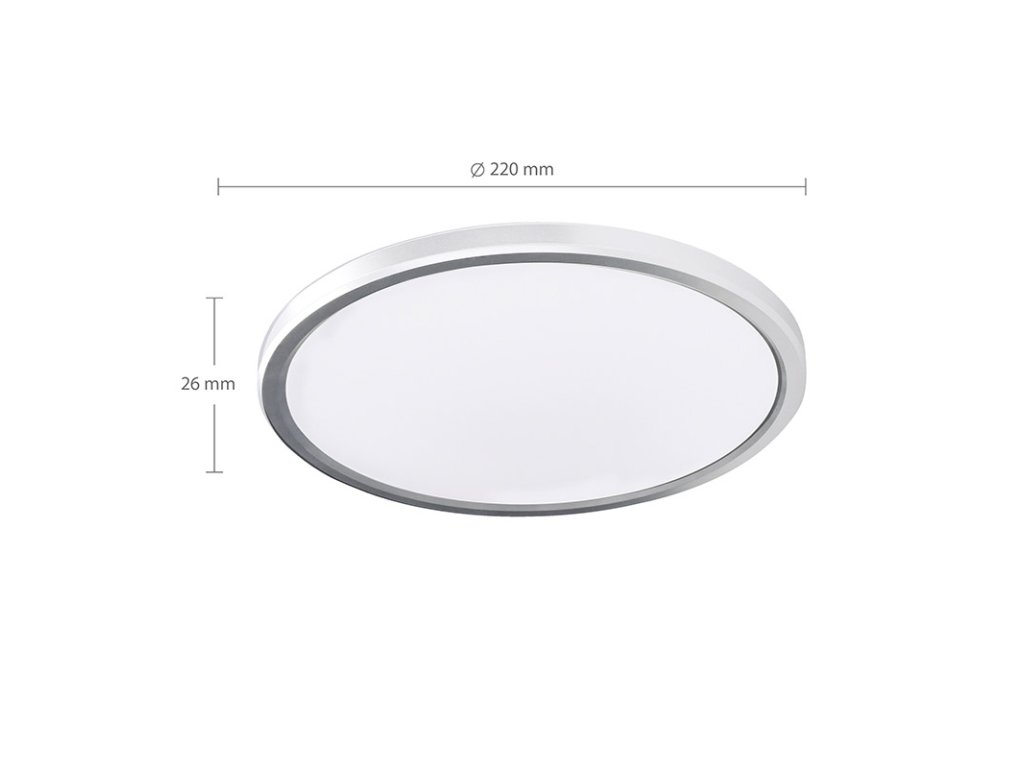 Solight LED osvetlenie Acate s ochranou proti vlhkosti, IP54, 18W, 1620lm, 3CCT, 22cm, strieborná