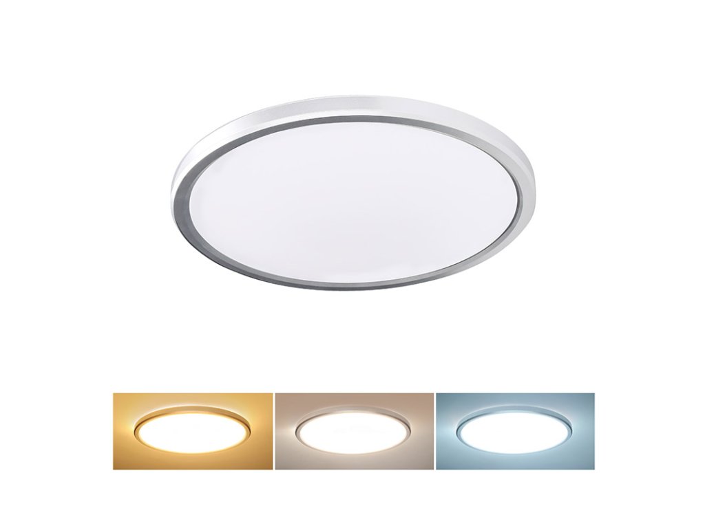 Solight LED osvetlenie Acate s ochranou proti vlhkosti, IP54, 24W, 2160lm, 3CCT, 30cm, strieborná