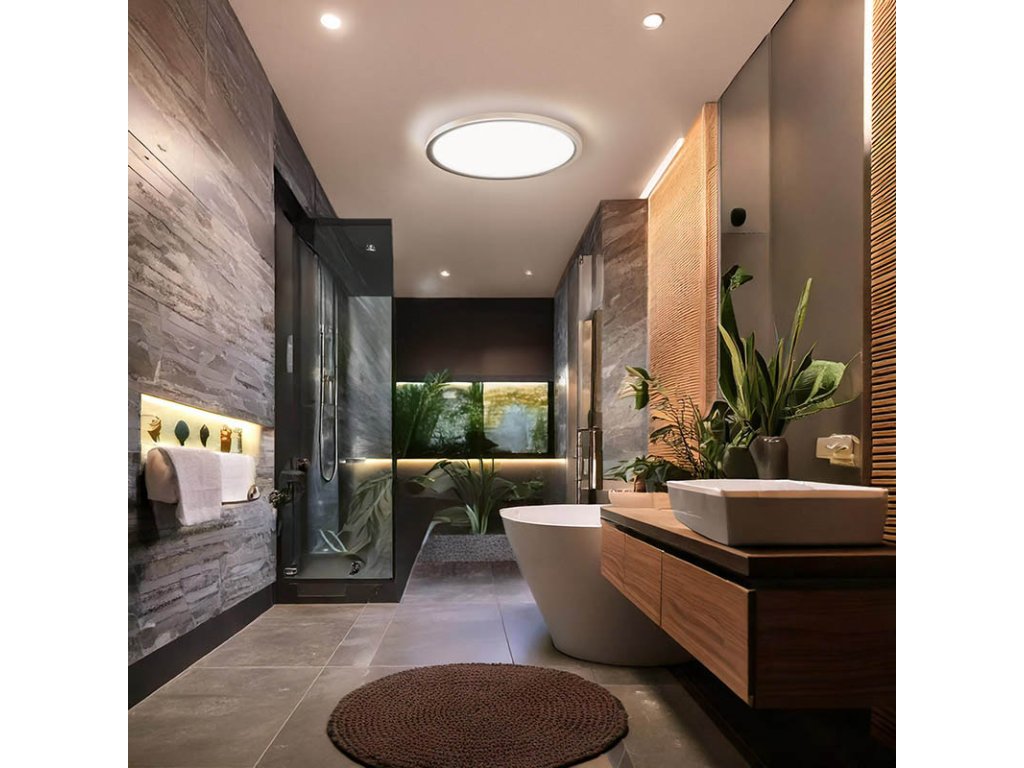 Solight LED osvetlenie Acate s ochranou proti vlhkosti, IP54, 24W, 2160lm, 3CCT, 30cm, strieborná