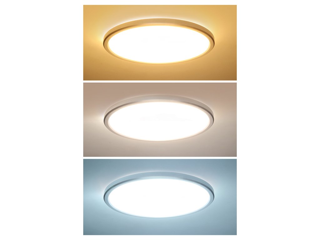 Solight LED osvetlenie Acate s ochranou proti vlhkosti, IP54, 24W, 2160lm, 3CCT, 30cm, strieborná