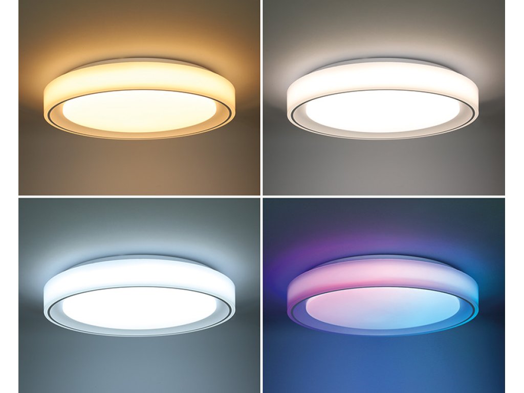 Solight LED osvetlenie s diaľkovým ovládačom Floco, 30W + 6W RGB, 2100lm, 40cm, zmena chromatickosti, stmievateľná