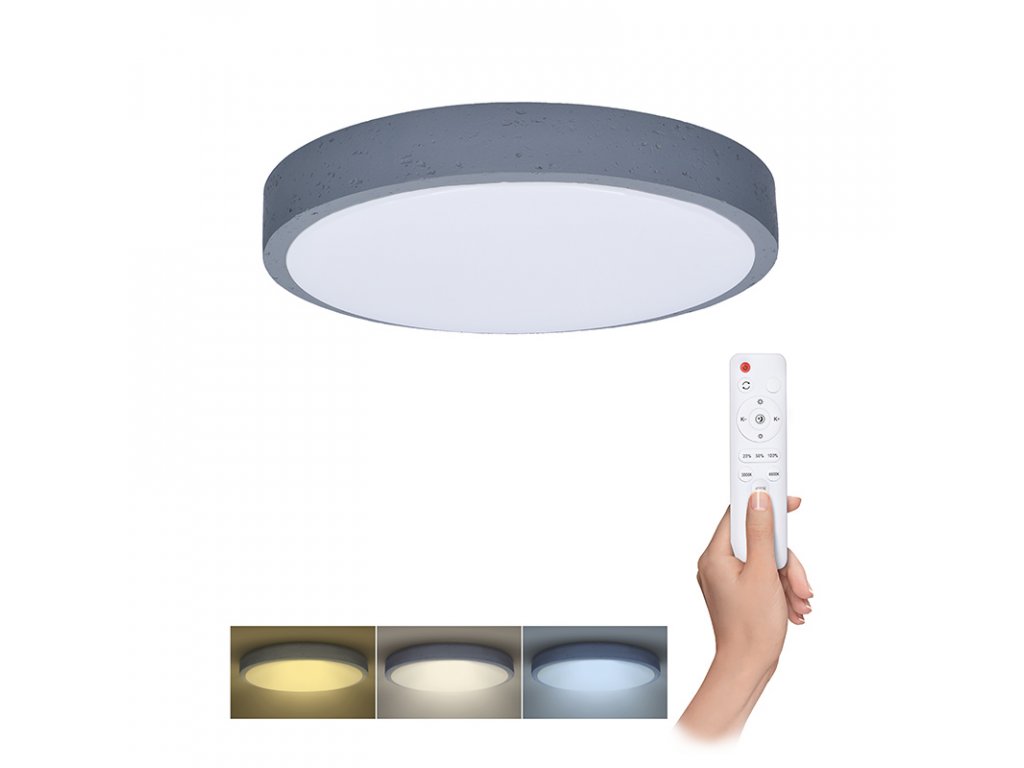 Solight LED osvetlenie s diaľkovým ovládačom Grey, 48W, 3360lm, 38cm, zmena chromatickosti, stmievateľné