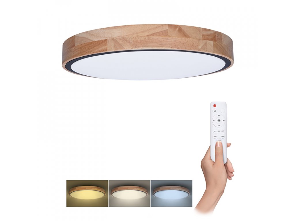 Solight LED osvetlenie s diaľkovým ovládačom Iron Oak, 48W, 3360lm, 40cm, zmena chromatickosti, stmievateľné