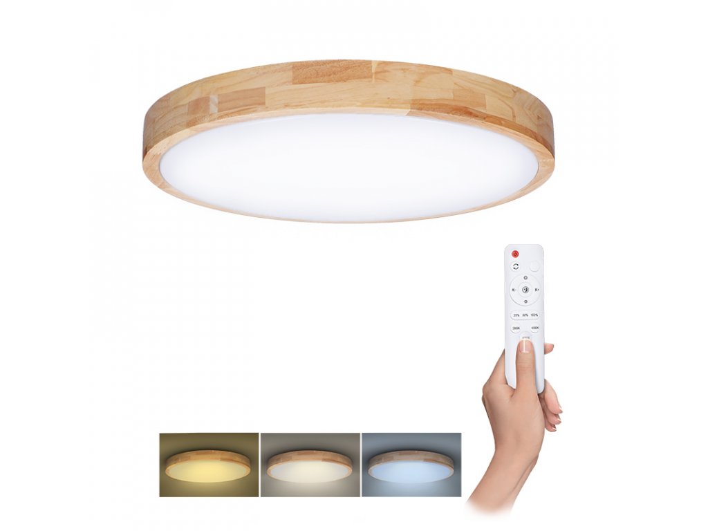 Solight LED osvetlenie s diaľkovým ovládačom Solid Oak, 48W, 3360lm, 39cm, zmena chromatičnosti, stmievateľné