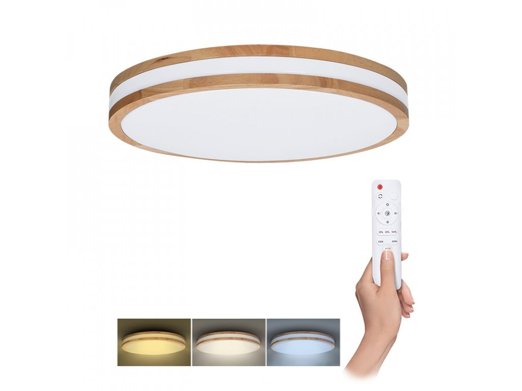 Solight LED osvetlenie s diaľkovým ovládačom Woody, 48W, 3360lm, 38cm, zmena chromatickosti, stmievateľné