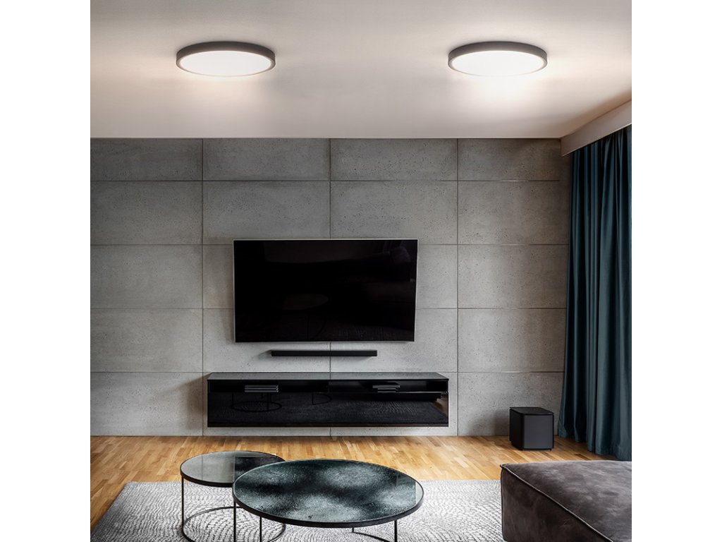 Solight LED osvetlenie s diaľkovým ovládačom Estela Black, 36W, 2700lm, 30cm, zmena chromatickosti, stmievateľná