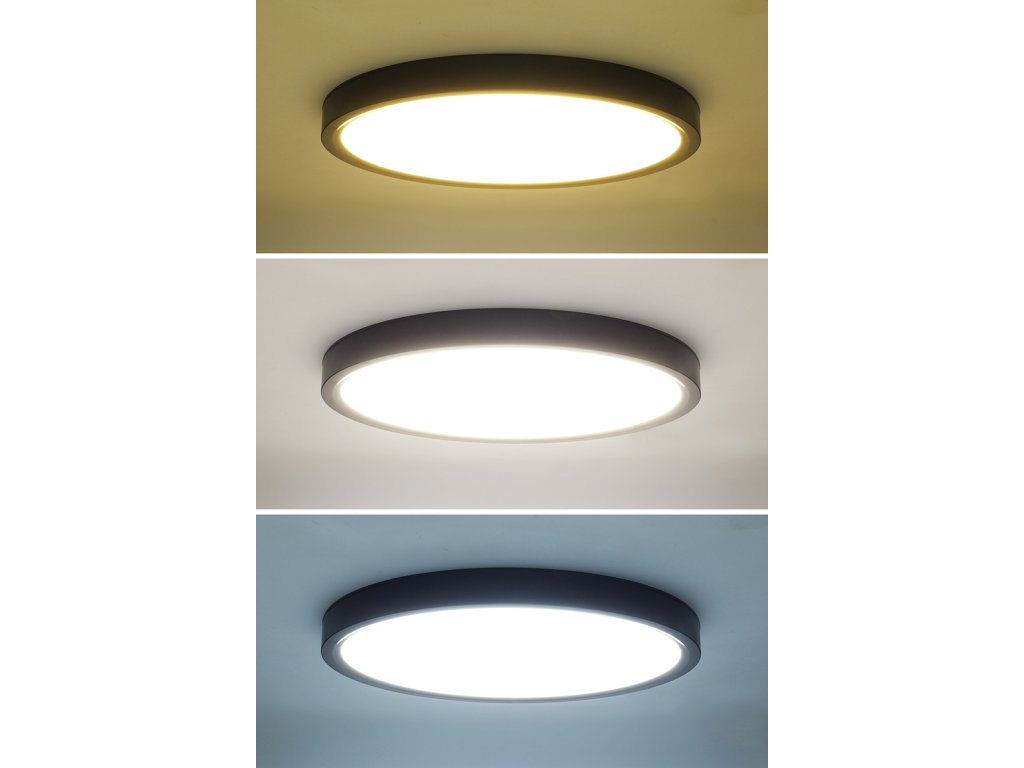 Solight LED osvetlenie s diaľkovým ovládačom Estela Black, 36W, 2700lm, 30cm, zmena chromatickosti, stmievateľná
