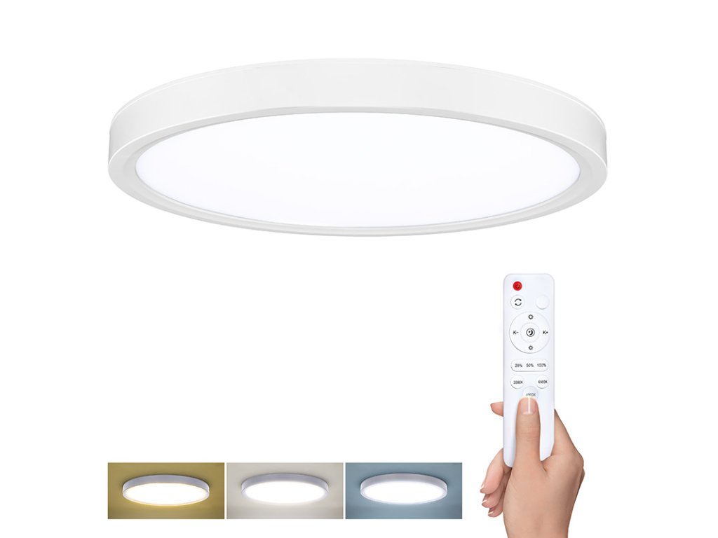 Solight LED osvetlenie s diaľkovým ovládačom Estela White, 36W, 2700lm, 30cm, zmena chromatickosti, stmievateľná