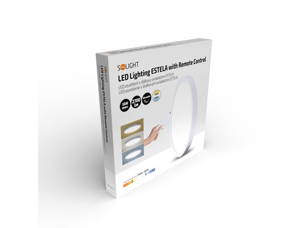Solight LED osvetlenie s diaľkovým ovládačom Estela White, 36W, 2700lm, 30cm, zmena chromatickosti, stmievateľná