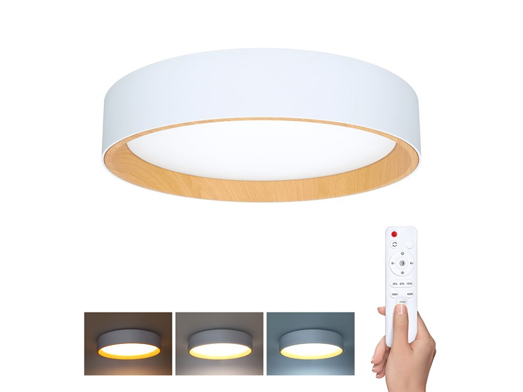 Solight LED osvetlenie s diaľkovým ovládačom Larios White, 48W, 3360lm, 39cm, zmena chromatickosti, stmievateľná