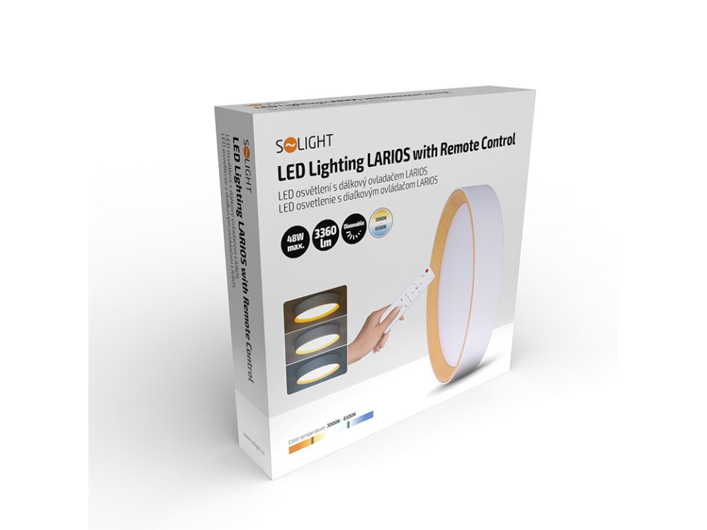 Solight LED osvetlenie s diaľkovým ovládačom Larios White, 48W, 3360lm, 39cm, zmena chromatickosti, stmievateľná