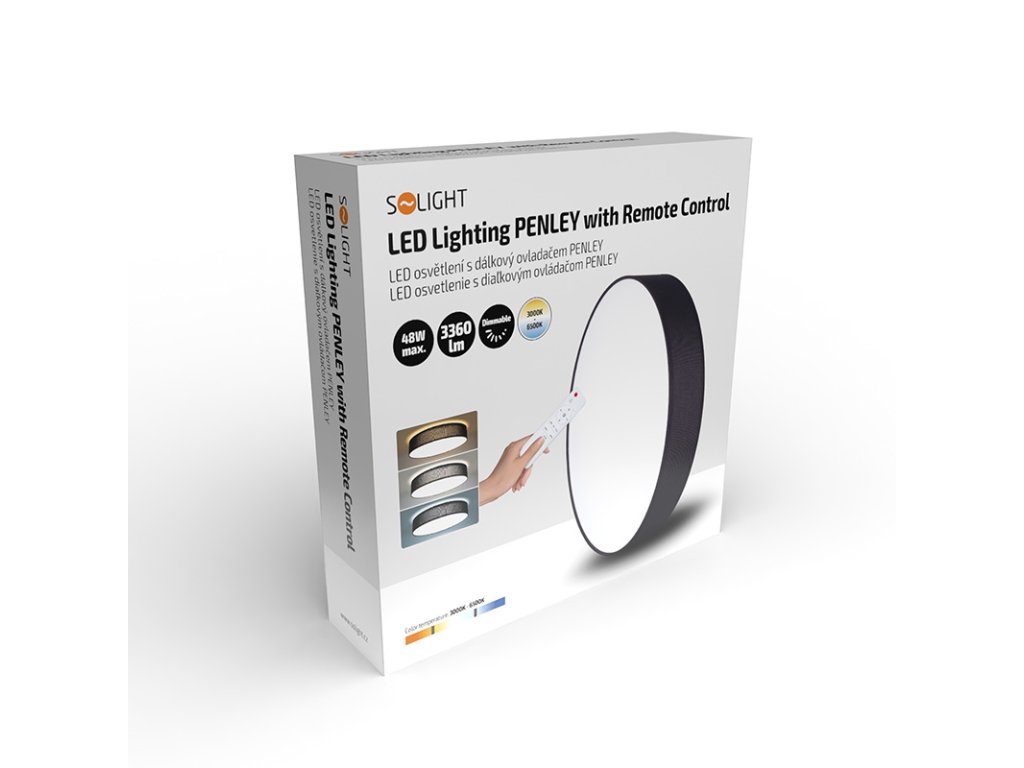Solight LED osvetlenie s diaľkovým ovládaním Penley, 48W, 3360lm, 40cm, zmena chromatickosti, stmievateľná