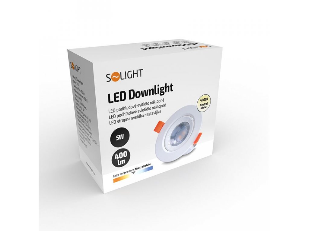 Solight LED podhľadové svietidlo bodové, 5W, 400lm, 4000K, okrúhle, biele