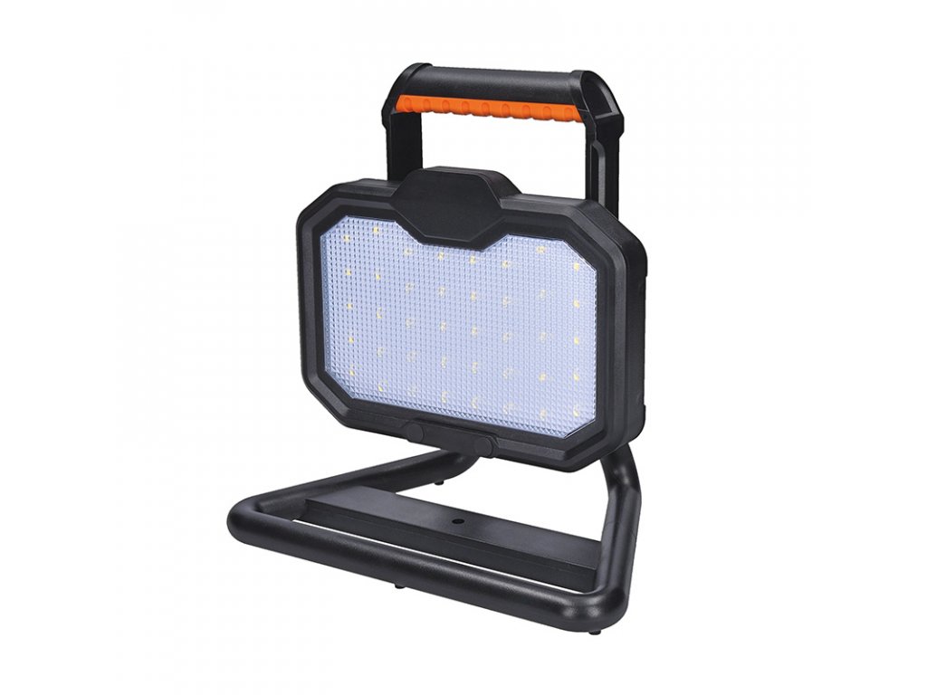 Solight LED reflektor, 20W, prenosný, nabijací, 2000lm, oranžovo-čierny