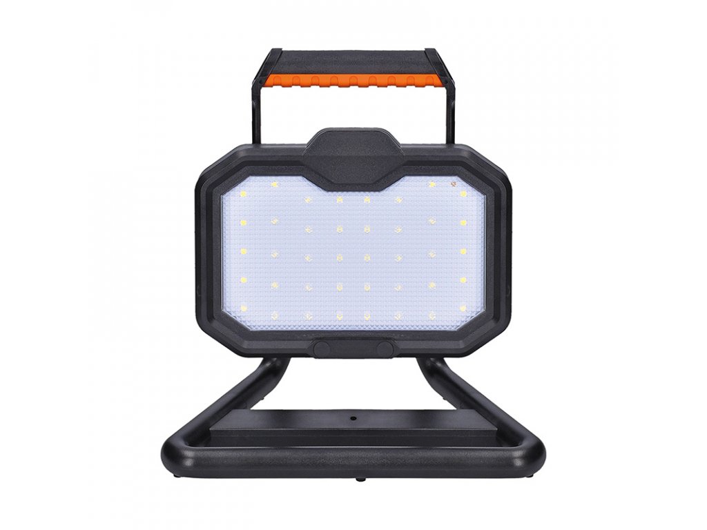 Solight LED reflektor, 20W, prenosný, nabijací, 2000lm, oranžovo-čierny