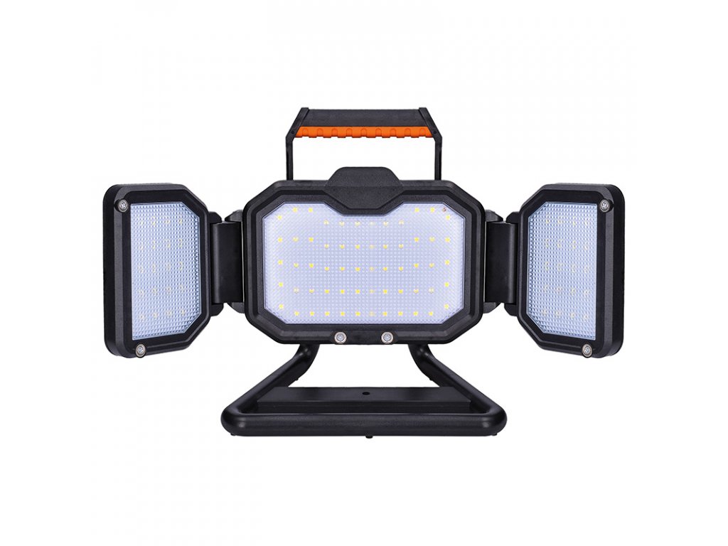 Solight LED reflektor, 30W, prenosný, nabijací, 3000lm, oranžovo-čierny