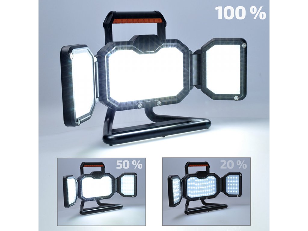 Solight LED reflektor, 30W, prenosný, nabijací, 3000lm, oranžovo-čierny