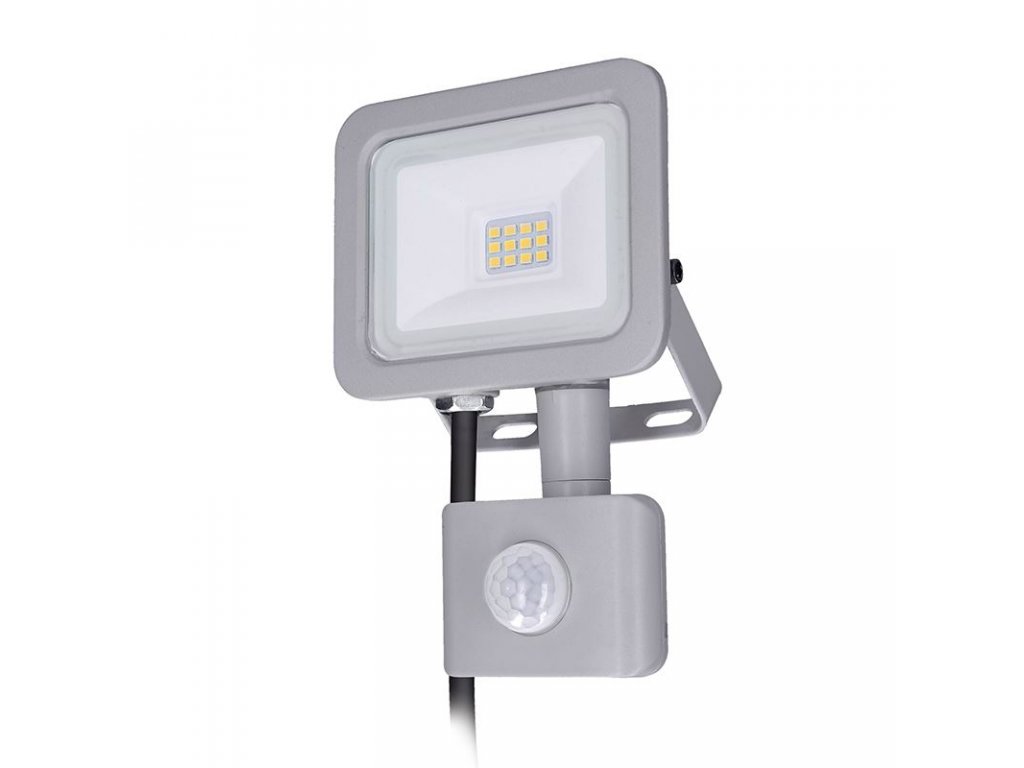 Solight LED reflektor Home so senzorom, 10W, 750lm, 4000K, IP44, sivý