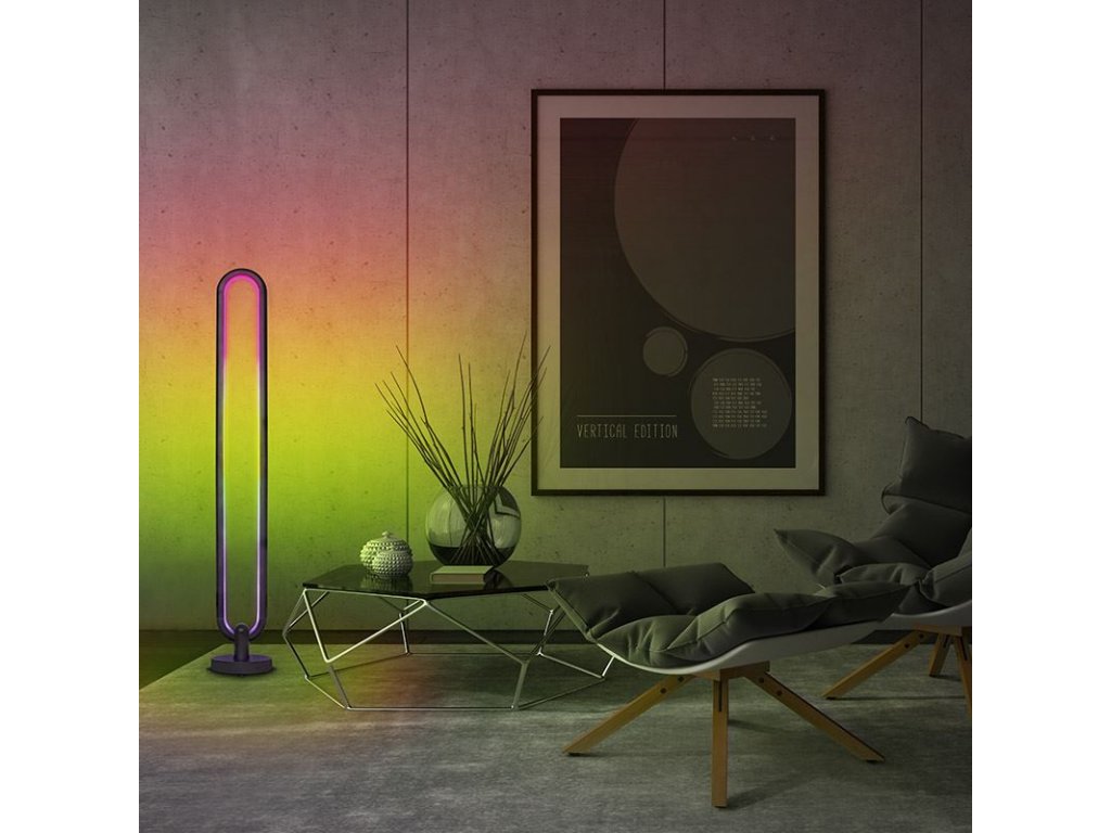 Solight LED smart stojaca lampa Rainbow, oválna, wifi, RGB, CCT, 105 cm