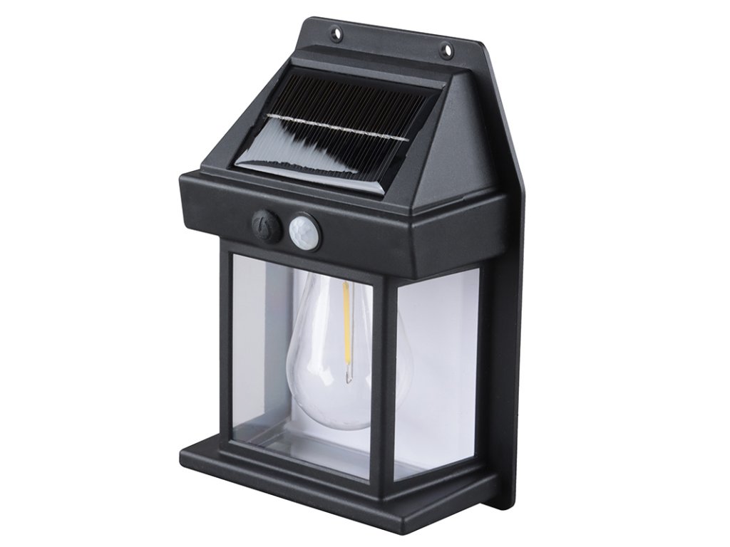 Solight LED solárna lampáš nástenná, teplá biela, 12x17cm, čierna