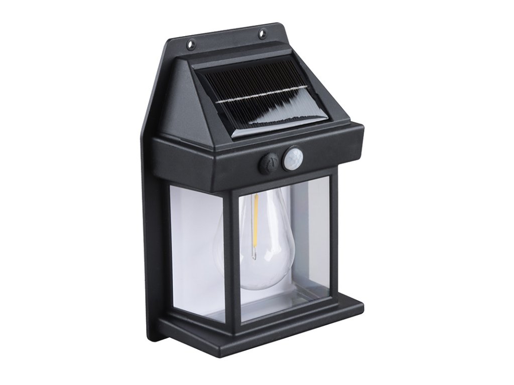 Solight LED solárna lampáš nástenná, teplá biela, 12x17cm, čierna