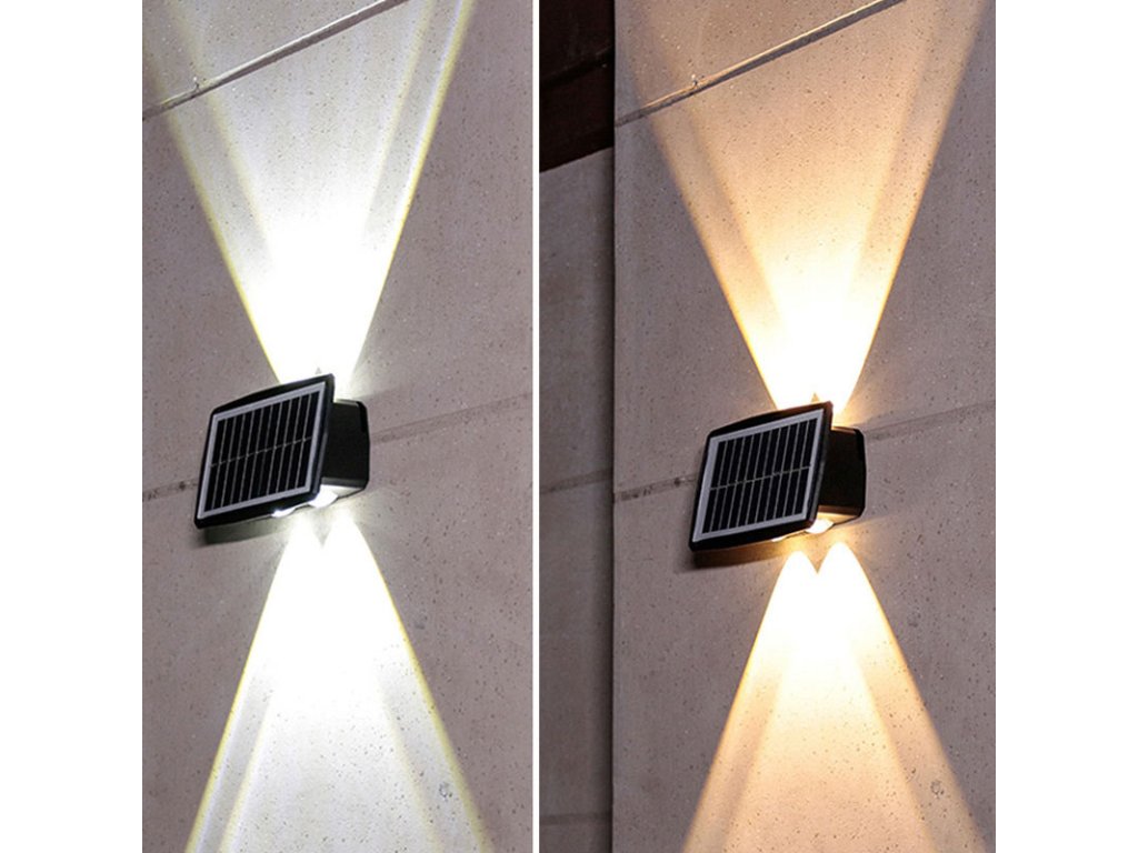 Solight LED solárne nástenné svetlo, teplá a studená biela, 15x10cm