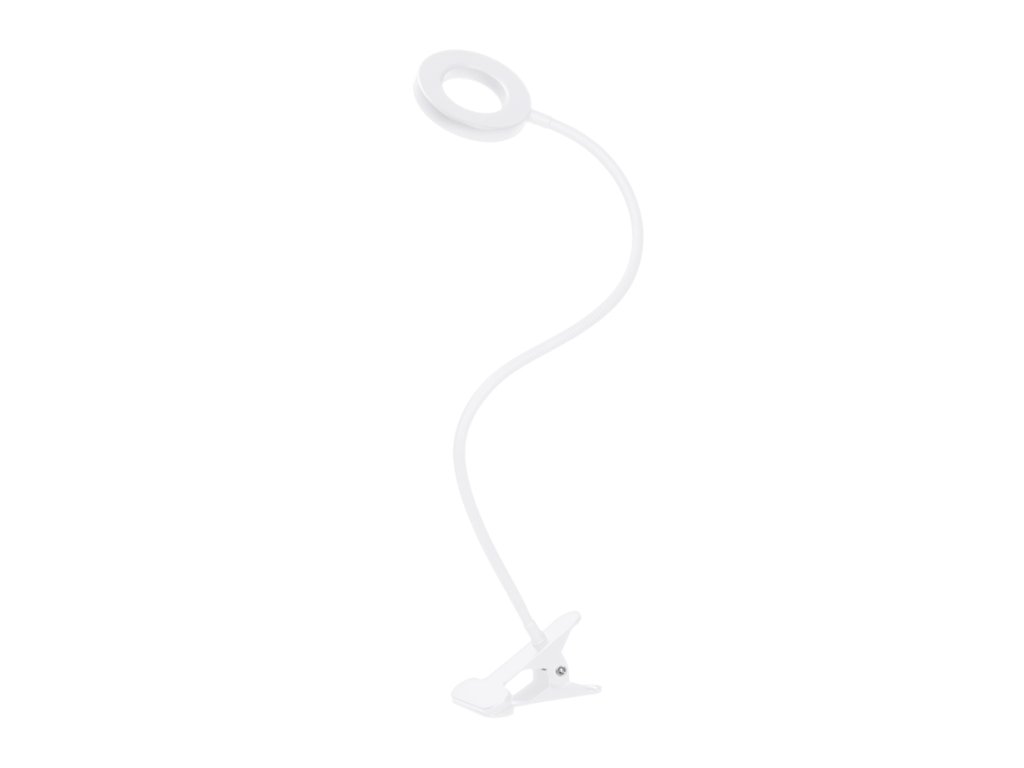 Solight LED stmievateľná stolná lampička s klipom biela, 300lm, nastaviteľná teplota svetla, USB