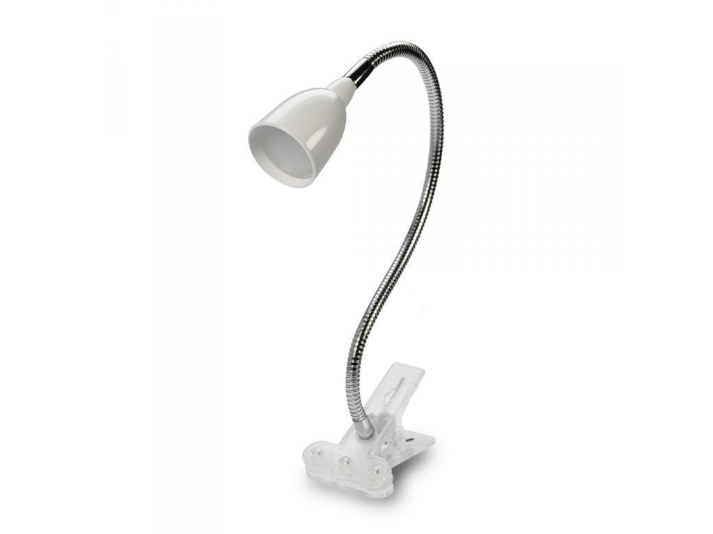 Solight LED stolná lampička, 2,5W, 3000K, clip, biela farba