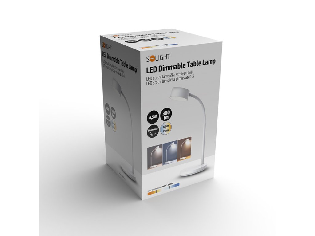 Solight LED stolná lampička, 4,5W, 300lm, 3CCT, biela, podstavec