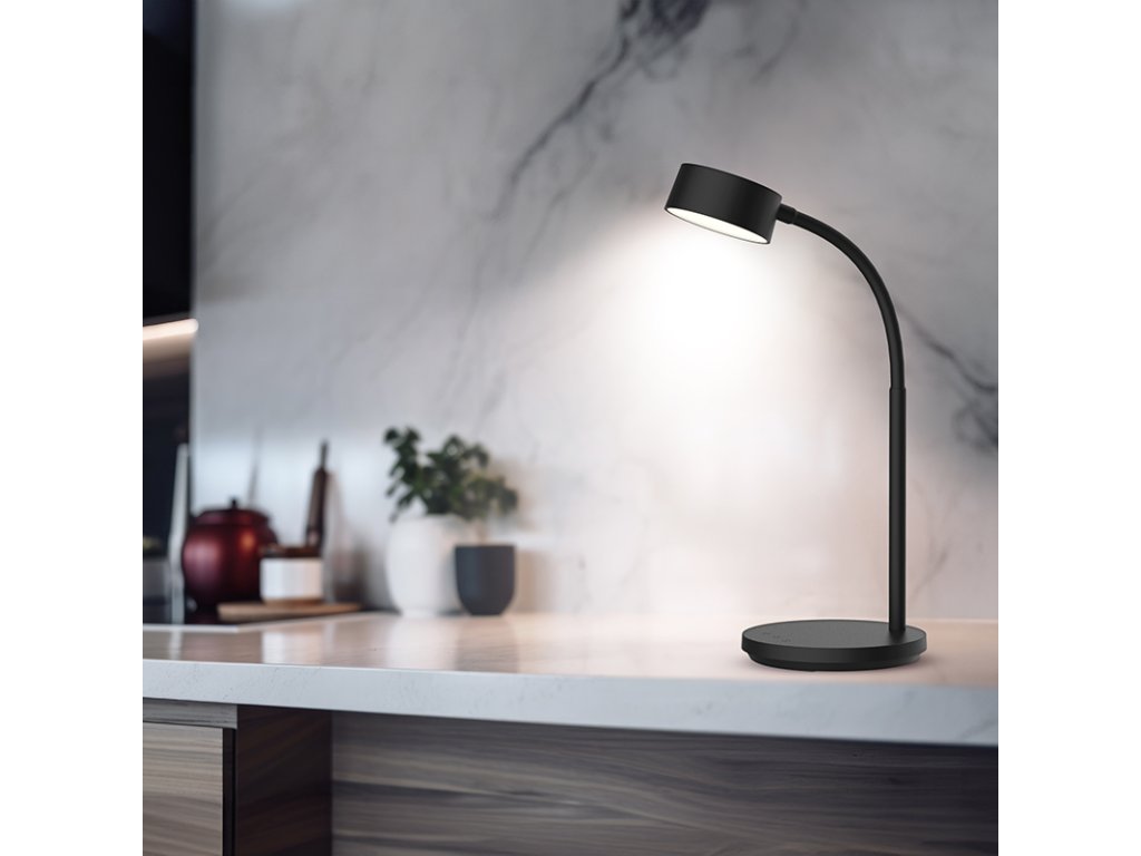 Solight LED stolná lampička, 4,5W, 300lm, 3CCT, čierna, podstavec