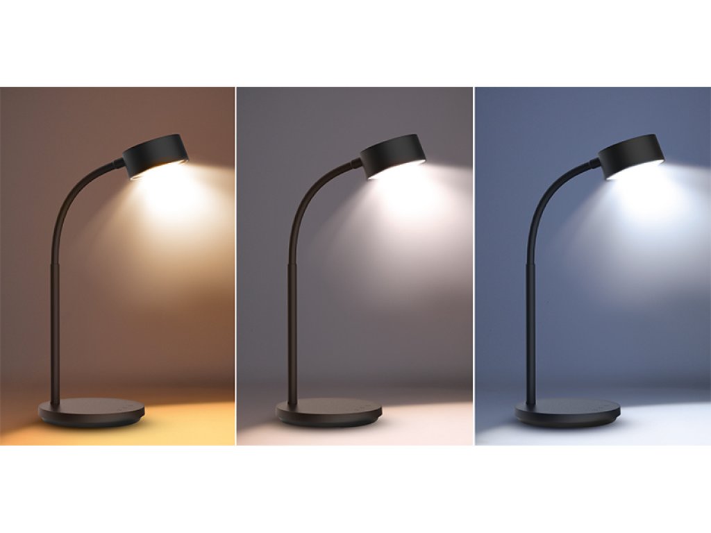Solight LED stolná lampička, 4,5W, 300lm, 3CCT, čierna, podstavec