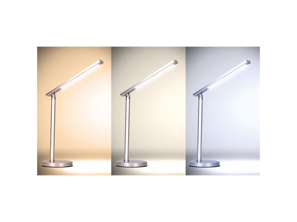 Solight LED stolná lampička, 7W, stmievateľná, zmena chromatickosti, strieborná farba