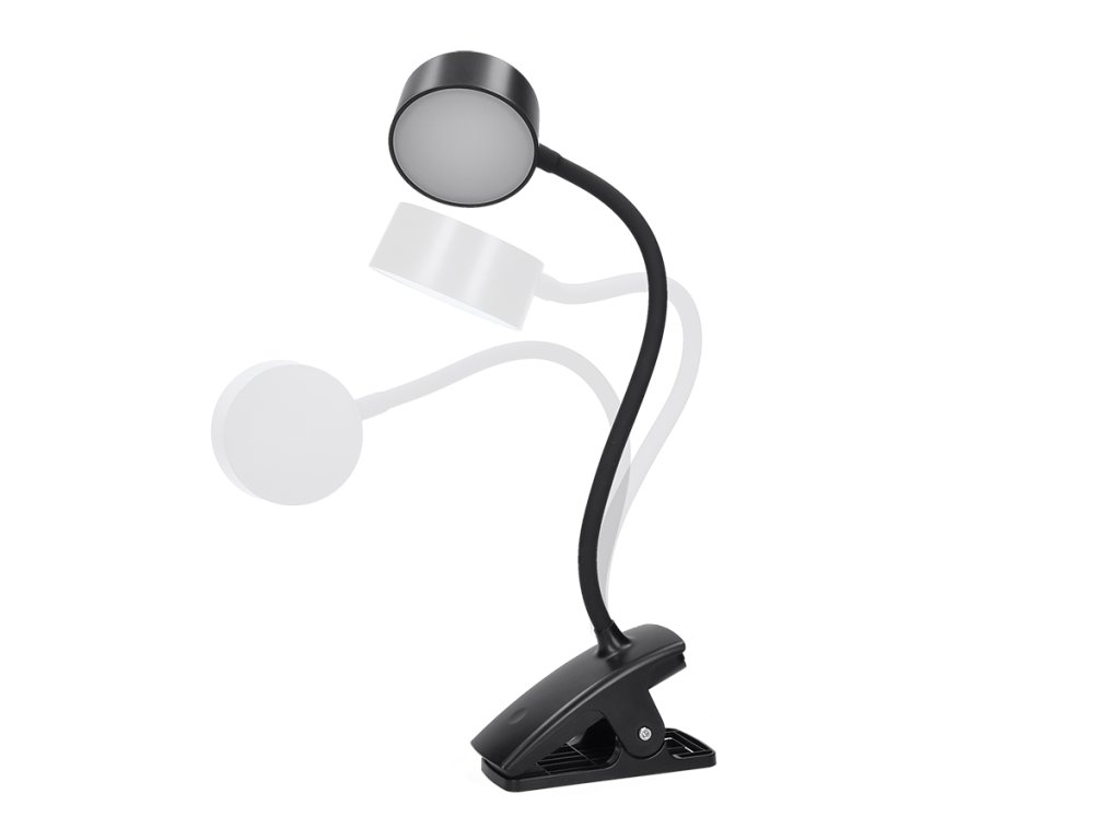Solight LED stolná nabíjacia lampička, 2W, 210lm, 3CCT, čierna, clip