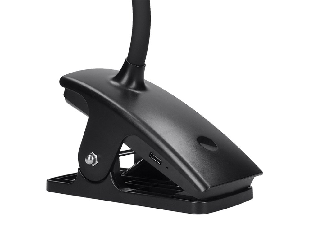 Solight LED stolná nabíjacia lampička, 2W, 210lm, 3CCT, čierna, clip