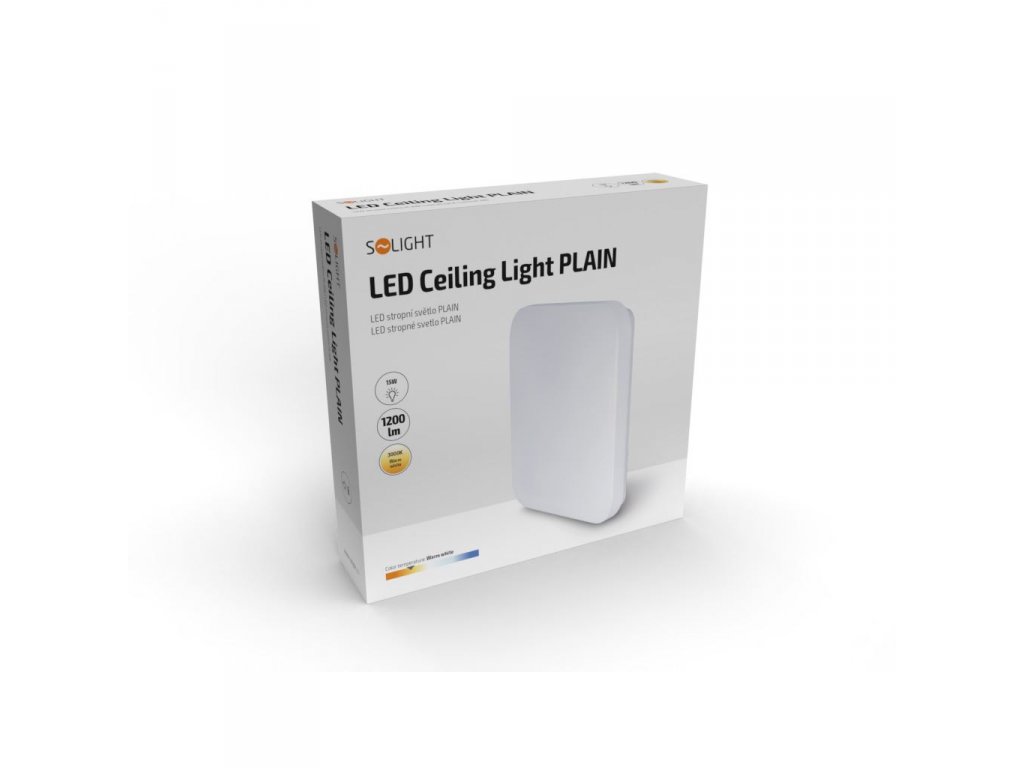 Solight LED stropné svietidlo PLAIN, 15W, 1000lm, 3000K, štvorcové, 28cm