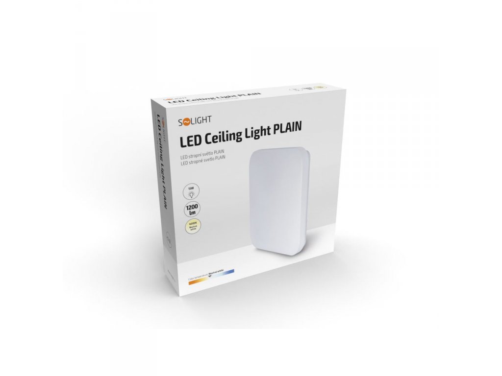 Solight LED stropné svietidlo PLAIN, 15W, 1000lm, 4000K, štvorcové, 28cm