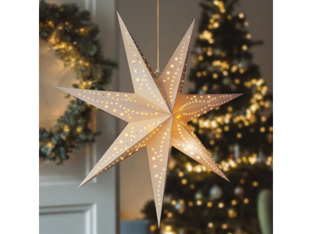 Solight LED vianočná hviezda, závesná, 60cm, 20x LED, časovač, 2x AA