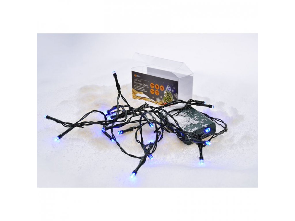 Solight LED vianočná reťaz, 3m, 20xLED, 3x AA, modré svetlo, zelený kábel