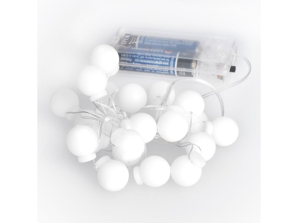 Solight LED vianočná reťaz farebné gule, 20x LED, 2m, 2x AA
