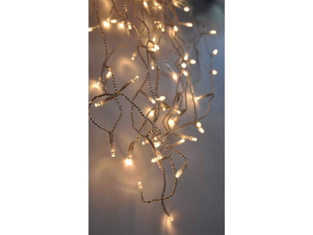 Solight LED vianočné záves, cencúle, 120 LED, 3m x 0,7m, prívod 6m, vonkajšie, teplé biele svetlo, pamäť,časovač