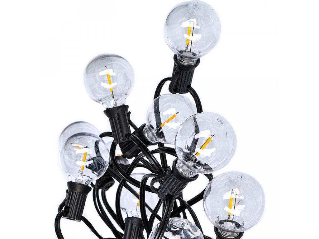 Solight LED vonkajšia reťaz s žiarovkami, 25 žiaroviek, 15m +5m, 20W, teplá biela