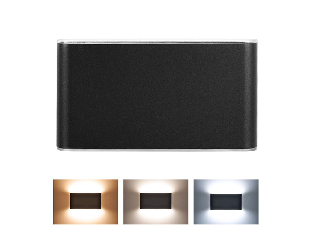 Solight LED vonkajšie nástenné osvetlenie Modena, 12W, 800lm, 3CCT, čierna