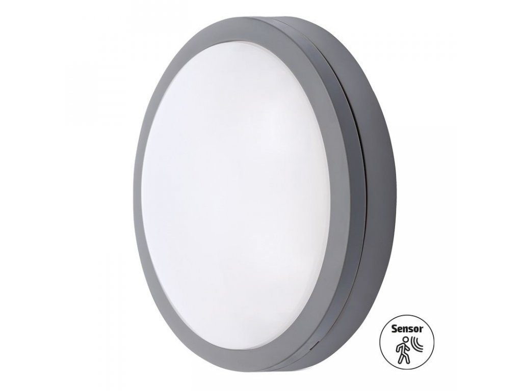 Solight LED vonkajšie osvetlenie so senzorom Siena, sivé, 20W, 1500lm, 4000K, IP54, 23cm