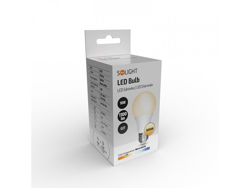 Solight LED žiarovka, klasický tvar, 10W, E27, 3000K, 270°, 1100lm