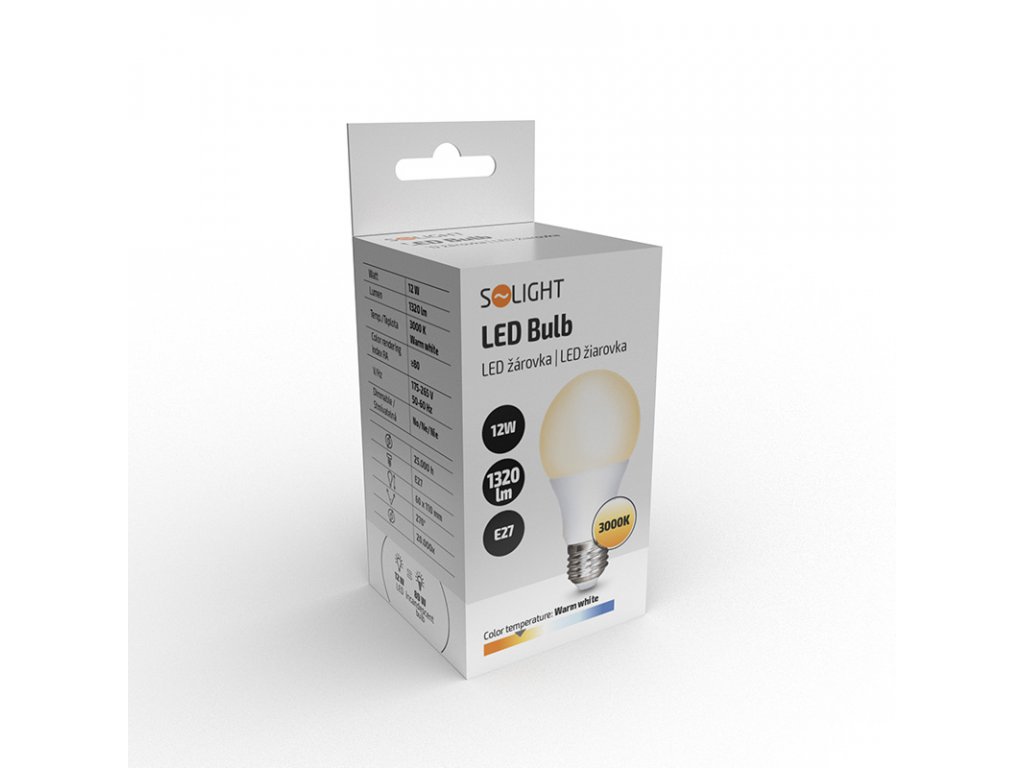 Solight LED žiarovka, klasický tvar, 12W, E27, 3000K, 270°, 1320lm